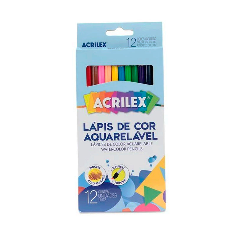 Lapis De Cor  Aquarelável  Acrilex - 12 Cores