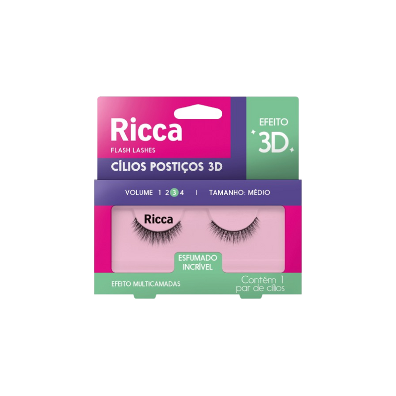 Cílios 3D Ricca Volume 03 Médio - 406