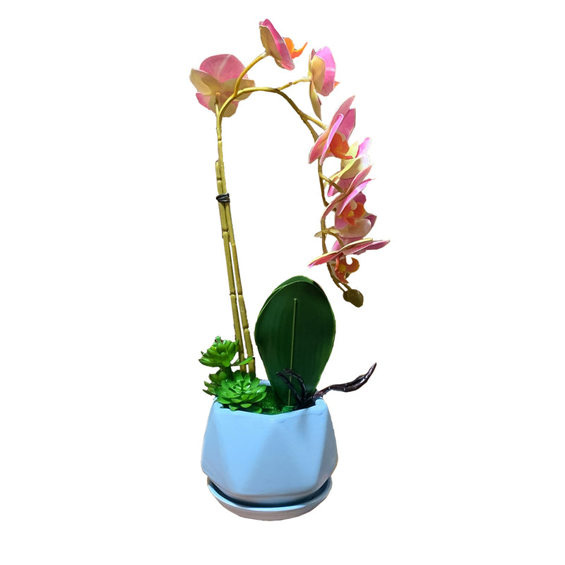 Vaso de Cerâmica com Flor Artificial
