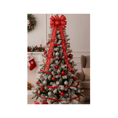 Laço Decorativo Natalino Vermelho “Merry Christmas” - 33x135 cm