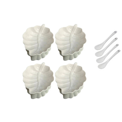 Kit Petisqueira Folha em Porcelana 8 Peças 9,5