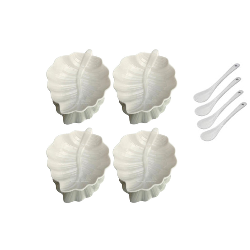 Kit Petisqueira Folha em Porcelana 8 Peças 9,5