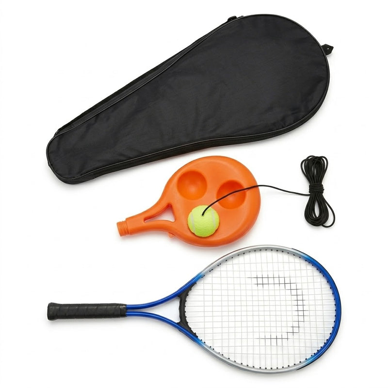 Kit Raquete de Tênis + Base Suporte Treinador com Bola e Capa Protetora