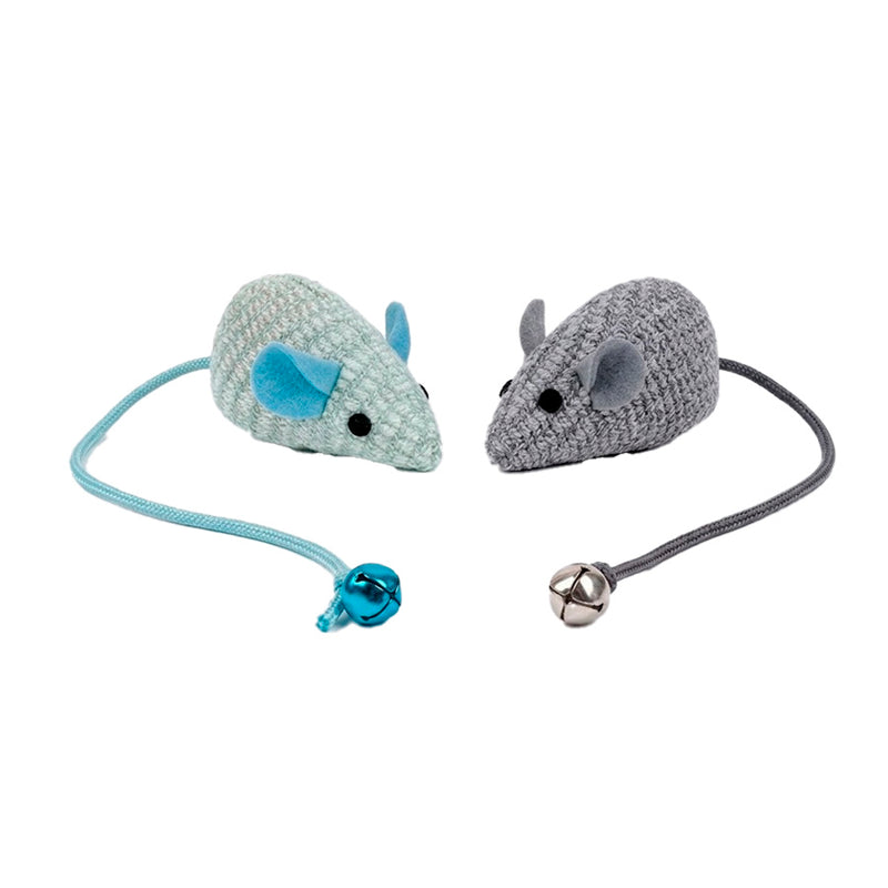 Kit com 2 Brinquedos para Gato Formato Ratinho com Guizo – 10x5 cm