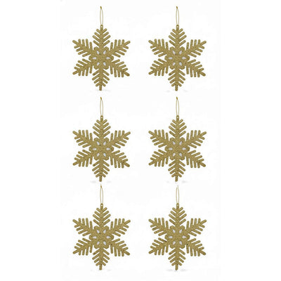 Enfeite Natalino Floco De Neve Dourado - 6 Unidades