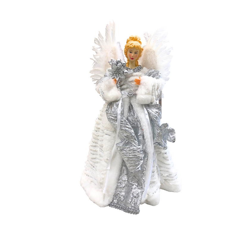 Anjo Natalino Prata e Branco 40 Cm 286