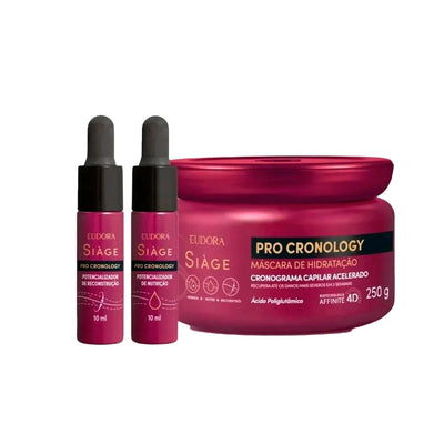 Kit Siàge Pro Cronology Potencializador Nutrição 10ml + Potencializador de Reconstrução 10ml + Máscara De Hidratação 250g