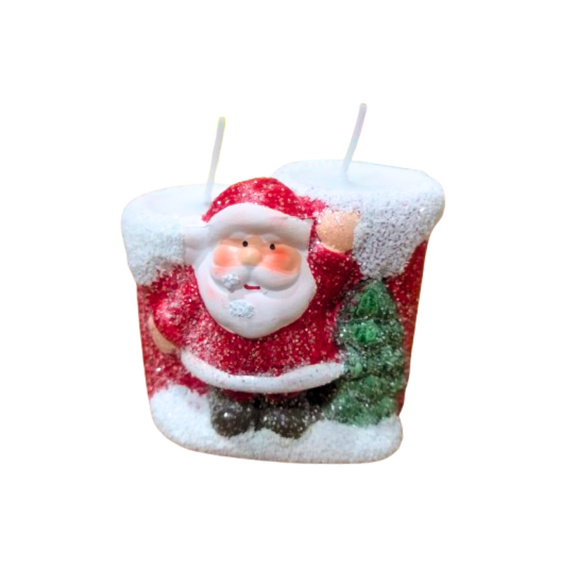 Vela Natalina Com Porta Velas em Cerâmica  7,5X5X7
