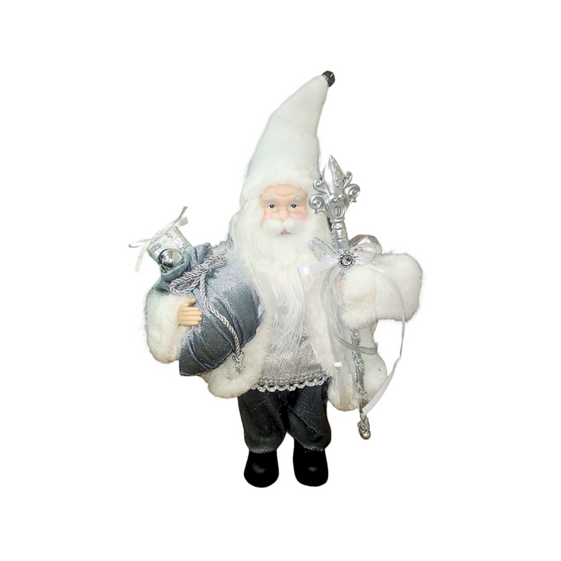 Enfeite Natalino Papai Noel Prata -  31 Cm