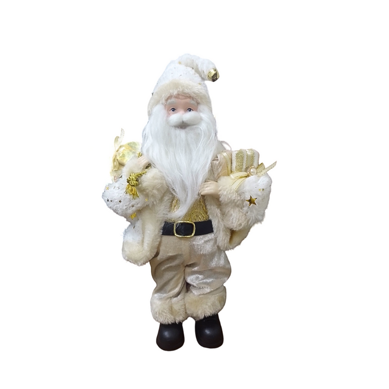Enfeite Natalino Papai Noel Dourado -31 Cm