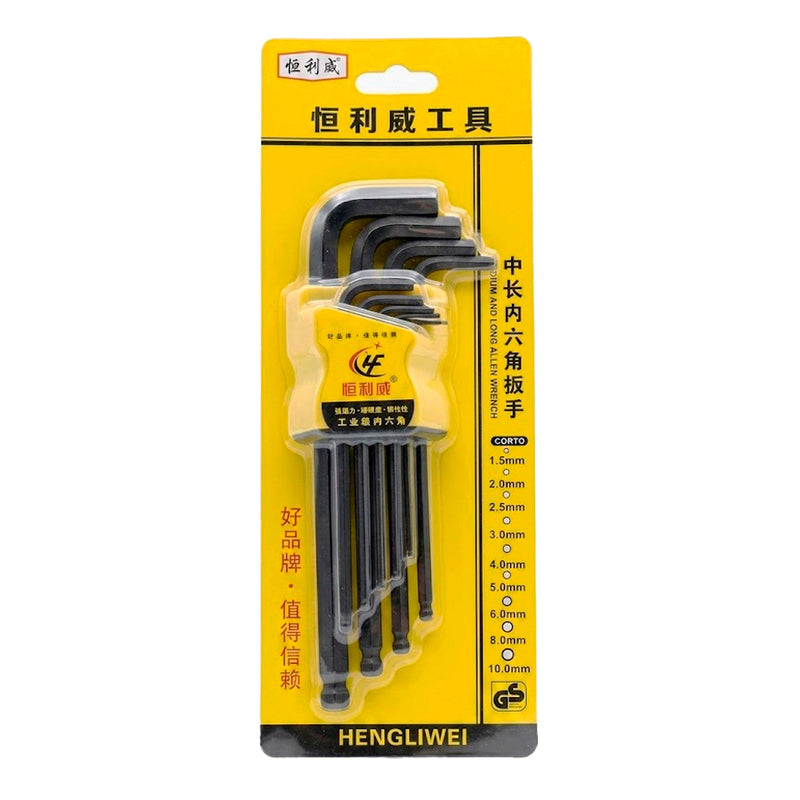 Jogo de Chaves Allen 9 Peças (1.5mm a 10mm)