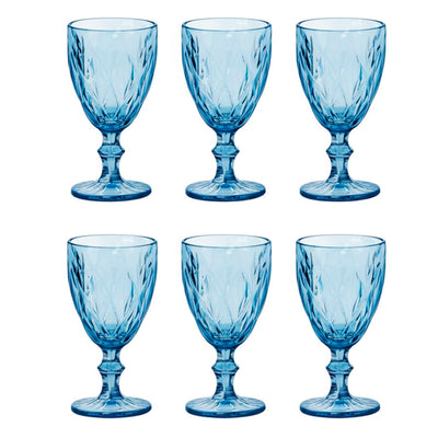 Jogo de Taças de Vidro 6 Peças Blue Delisoga - 340ml