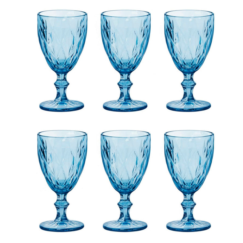 Jogo de Taças de Vidro 6 Peças Blue Delisoga - 340ml