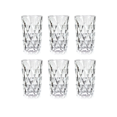 Jogo De Copo De Vidro 6 Peças Diamonds 330ml Deli