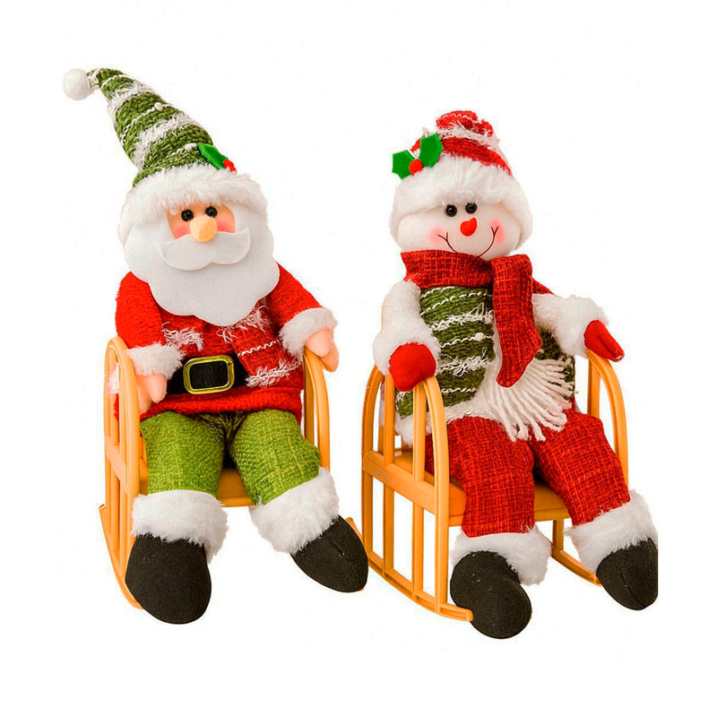 Boneco Natalino Sentado 30cm - Papai Noel ou Boneco de Neve