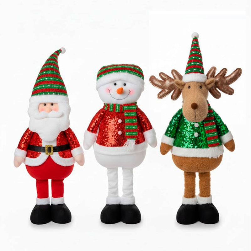 Boneco Natalino com Regulagem de Altura 55 a 90cm - Papai Noel, Boneco de Neve ou Rena