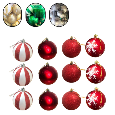 Bolas Natalinas Flocos de Neve Cores  Diversas 12 Peças  8cm