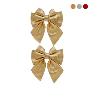 Laço Decorativo Metalizado 2 Peças Cores Diversas - 14cm
