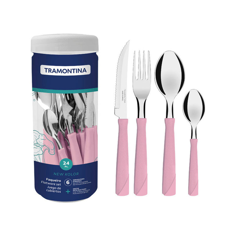 Faqueiro Tramontina New Kolor - Rosa - 24 Peças