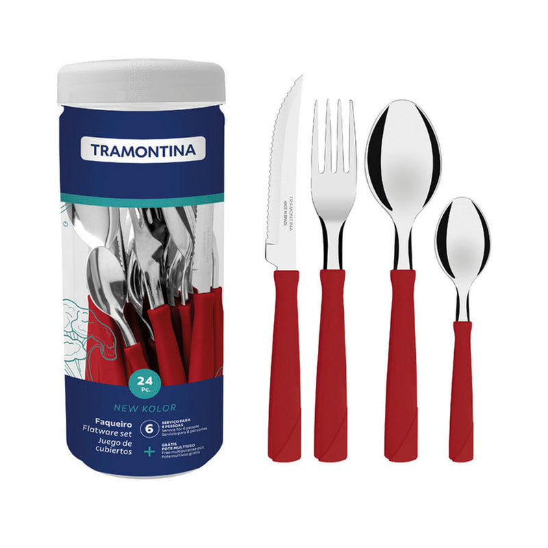 Faqueiro Tramontina New Kolor - Vermelho - 24 Peças
