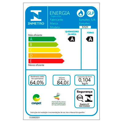 Fogão 5 Bocas Esmaltec F5IAB5121 Ideal Super - Branco