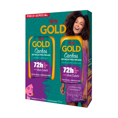 Kit Niely Gold Cachos Definição Prolongada 72h Shampoo 275ml + Condicionador 175ml