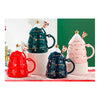 Caneca Natalina Árvore de Natal com Tampa e Mexedor - Cores Diversas