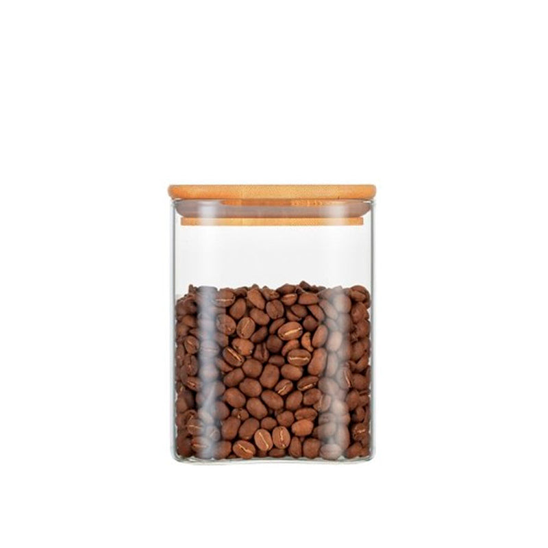 Pote Hermético de Vidro Com Tampa Em Madeira de 1,2L
