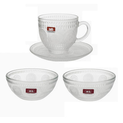 Conjunto De Xícara Com Pires + 2 Bowls Deli Glass