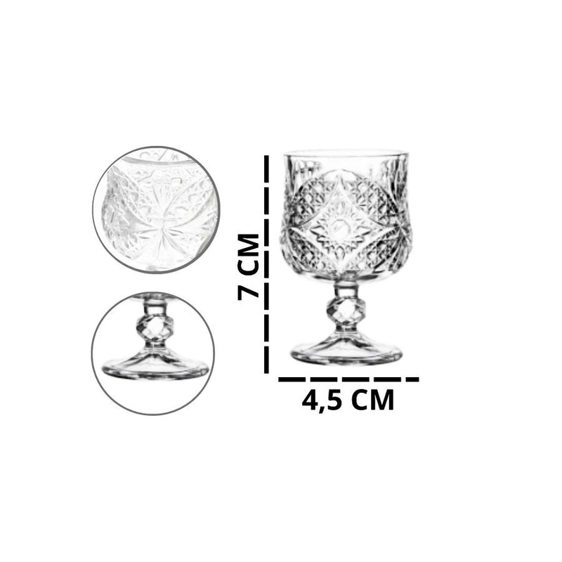 Conjunto de 6 Taças Pequenas de Vidro para Licor Sortidas 50ML
