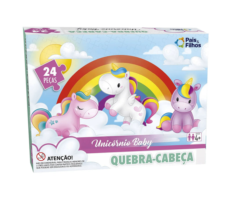 Brinquedo Educativo Quebra Cabeça Unicórnio Baby 24 Peças - Pais e Filhos