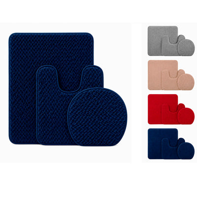 Conjunto de Tapetes para Banheiro 3 Peças 50x80cm – Cores Diversas
