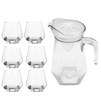 Jogo de Jarra Diamond Drink 7 Peças Deli Glass