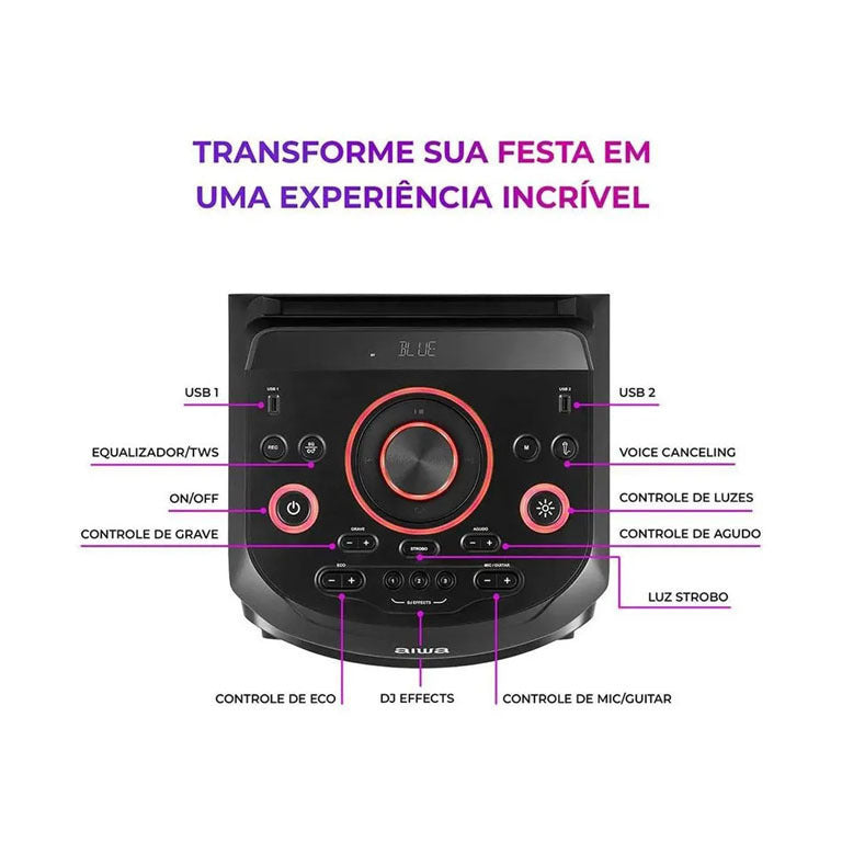 Caixa De Som Torre Bluetooth Aiwa Bivolt AWS-T2W-02 (MP)