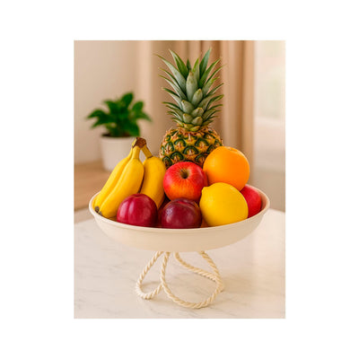 Fruteira Decorativa com Suporte em Metal Torcido - Bege