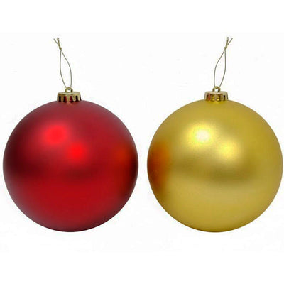 Kit Com 2 Bolas Decorativas De Natal 20cm - Vermelha E Dourada