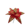 Flor Natalina Vermelha com Glitter Dourado  - 30cm