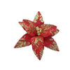 Flor Natalina Vermelha com Glitter Dourado  - 30cm