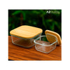 Travessa de Vidro Quadrada com Tampa de Bambu 1,1L - AZ Glass