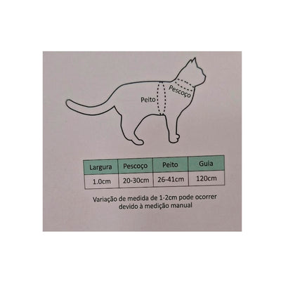 Conjunto Peitoral  e Guia para Gatos  Ajustável - Estampas Diversas
