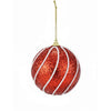 Kit 6 Bolas de Natal Vermelhas com Glitter e Linhas Brancas em Relevo - 10cm