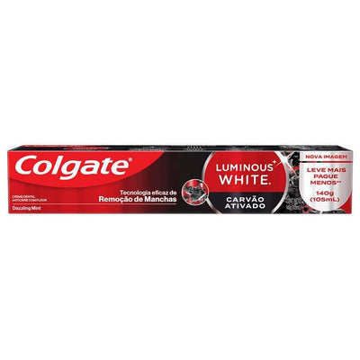 Colgate Luminous White Creme Dental Clareador Carvão Ativado 140g