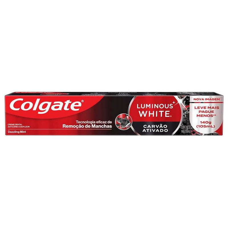 Colgate Luminous White Creme Dental Clareador Carvão Ativado 140g