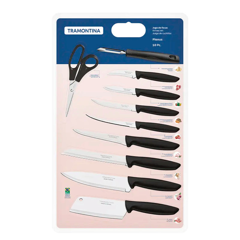 Conjunto de Facas 10 Peças Aço Inox Tramontina Plenus - Preto