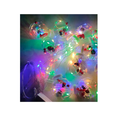Cortina de LED Natalina com 10 Bolas Decorativas e Miniaturas Sortidas - 3m