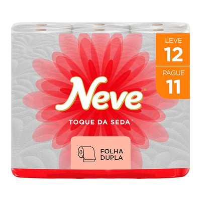 Papel Higiênico Neve Toque de Seda Folha Dupla, 30m, Leve 12 Pague 11 Rolos