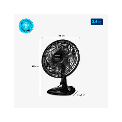 Ventilador de Mesa Mondial Super Power 6 Pás 40cm, 140W, Silencioso - VSP-40-B