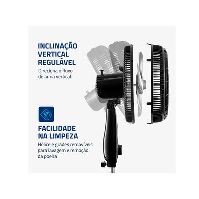 Ventilador de Coluna 40cm Turbo Mondial Preto/Prata 140W NVT-40C-8P-B