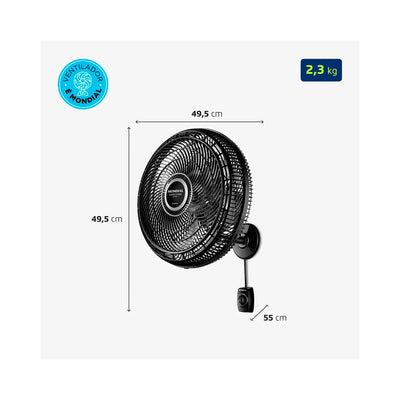 Ventilador de Parede Mondial Super Turbo VTX-40P-8P - 40cm, 8 Pás, 140W
