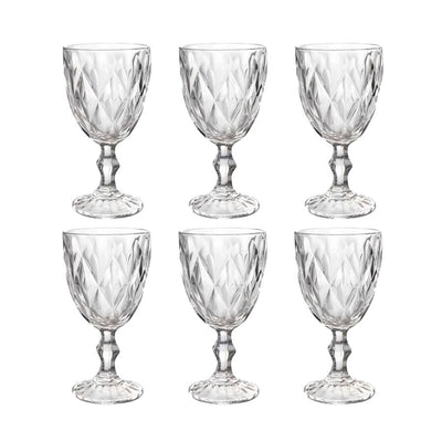 Conjunto com 6 Taças de Vidro Lapidadas - 235 ml